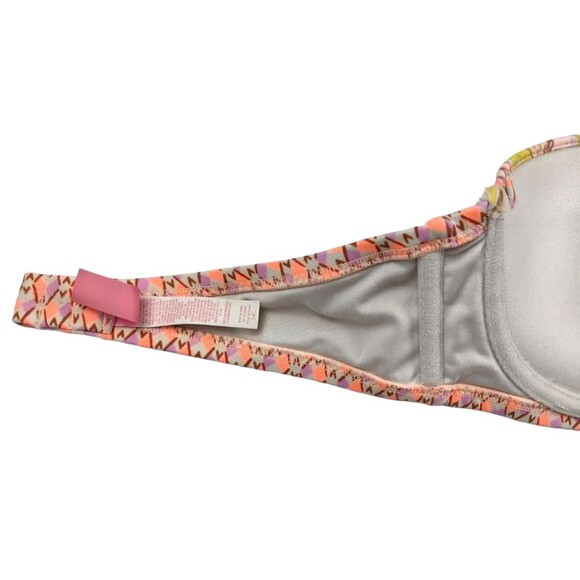 Victoria's Secret Bikini Top Strapless Underwire Molded  Pink Print  34C - Picture 8 of 11